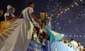 In what will be the first of many celebrations and parades, Argentina's World Cup squad celebrated with tens of thousands of fans on an open-top bus down Lusail Boulevard