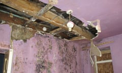 Flat with holes in ceiling and mouldy walls