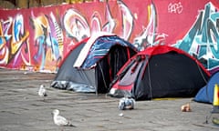 Tents belonging to homeless people in Brighton.