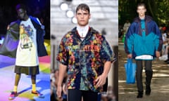 three models in colourful men's clothing