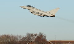 A Typhoon jet takes off from RAF Coningsby in Linconshire in December