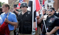 Violent Clashes Erupt at "Unite The Right" Rally In Charlottesville<br>CHARLOTTESVILLE, VA - AUGUST 12: Hundreds of white nationalists, neo-Nazis and members of the "alt-right" march down East Market Street toward Lee Park during the "United the Right" rally August 12, 2017 in Charlottesville, Virginia. After clashes with anti-facist protesters and police the rally was declared an unlawful gathering and people were forced out of Lee Park, where a statue of Confederate General Robert E. Lee is slated to be removed. (Photo by Chip Somodevilla/Getty Images)