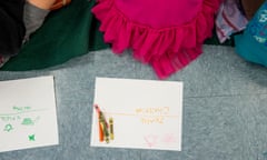 child's drawing with 'Christian' and 'Jewish' written on it