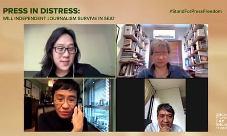 Moment Maria Ressa learns of Nobel peace prize win during Zoom call – video