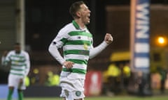 Callum McGregor celebrates scoring the second goal for Celtic against Partick Thistle.