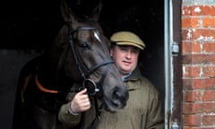 Denman at the stables of trainer Paul Nicholls after the famous 2008 Cheltenham Gold Cup victory.