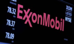 Logo of Exxon Mobil corporation is shown on a monitor above the floor of the New York Stock Exchange in New York.