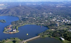 A supplied undated photo obtained Wednesday, Dec. 16, 2009 of the view across the city of Canberra showing Lake Burley Griffin. (AAP Image/Australian Capital Tourism) NO ARCHIVING EDITORIAL USE ONLY