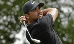 Jason Day, of Australia, watches his tee shot on the sixth hole during the third round of the Wells Fargo Championship golf tournament at Quail Hollow Club in Charlotte, N.C., Saturday, May 5, 2018. (AP Photo/Chuck Burton)