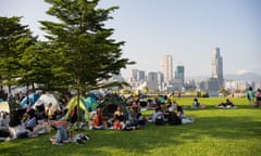 Domestic workers based in Hong Kong have a small get-together every Sunday at Tamar Park, Hong Kong. May 28, 2023.