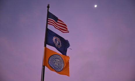 The flag of US and the flag of the commonwealth of the Northen Mariana Islands are flown at Saipan international airport.