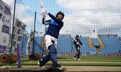 Eoin Morgan hits out during his net at Headingley