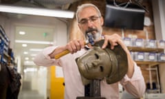 A helmet is repaired by Alan Smith, head of costume props, armoury and footwear.