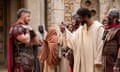 Pontius Pilate (James McAvoy) meets Clarence (Lakeith Stanfield) in The Book of Clarence. 