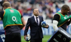 France v England - NatWest Six Nations<br>PARIS, FRANCE - MARCH 10: England head coach Eddie Jones looks on in the warm up during the NatWest Six Nations match between France and England at Stade de France on March 10, 2018 in Paris, France. (Photo by David Rogers - RFU/The RFU Collection via Getty Images)