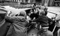 Children with abandoned / stolen car, Everton, Liverpool 1981<br>Children with abandoned / stolen car. Tommy White Gardens Everton, Liverpool 1981