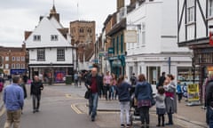 Market Place in St Albans town centre, Hertfordshire.