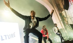 Takeoff, Offset and Quavo of Migos at the Brixton Academy.