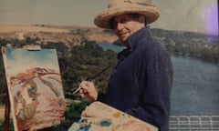 Barry Humphries painting on the Murray river.