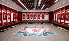 A view of the Liverpool dressing room before the Premier League game at home to West Ham last weekend.