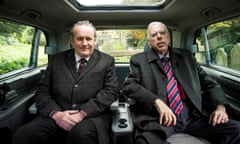 Colm Meaney as Martin McGuinness with Timothy Spall as Ian Paisley in The Journey.