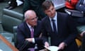 Scott Morrison and Angus Taylor in parliament