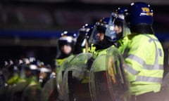 Police officers lined up