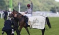 Gregory Benoist celebrates after winning aboard Qemah in the Coronation Stakes at Royal Ascot.