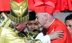 Theodore  McCarrick, right, is installed as a cardinal in 2001 in Rome by Pope John Paul II.