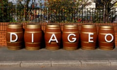 Barrels outside the Diageo facility near Glasgow, Scotland.