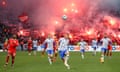 Hertha Berlin's Marc-Oliver Kempf attempts to control the ball