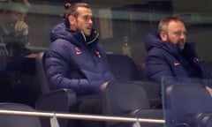 Gareth Bale looks on from the stands during the Carabao Cup fourth round tie against Chelsea at the Tottenham Hotspur Stadium on Tuesday