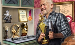Jeremy Corbyn with trophies