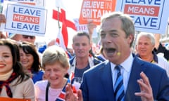 Pro-Brexit protesters take part in the March to Leave demonstration in London<br>Brexit Party leader Nigel Farage attends a March to Leave demonstration in London, Britain March 29, 2019. REUTERS/Toby Melville TPX IMAGES OF THE DAY