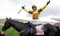 Paul Townend on Galopin Des Champs celebrates victory in the Gold Cup.