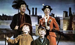 Dick Van Dyke with Julie Andrews, Karen Dotrice and Matthew Garber in Mary Poppins.