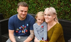 Jodie Hinchliffe with her partner Luke and their daughter Georgie