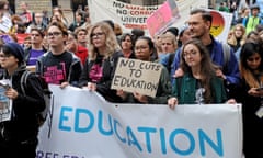 National Student Union protest at the State Library in Melbourne, 17 May 2017