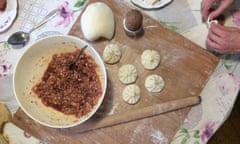 learning to make khinkali dumplings at Ketino Sujashvili’s guesthouse