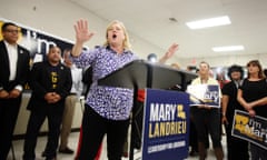 Senator Mary Landrieu speaks during a campaign stop at Windolph Hall in Lafayette, Louisiana.