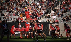 A lineout during the San Diego Legion’s season-opening win over Utah Warriors, at Snapdragon Stadium.