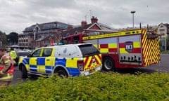 Emergency vehicles this Thursday outside the office of Sir Jeremy Quin