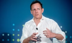 Key Speakers At The LendIt USA 2016 Conference<br>Peter Thiel, head of Clarium Capital Management LLC and founding investor in PayPal Inc. and Facebook Inc., speaks during the LendIt USA 2016 conference in San Francisco, California, U.S., on Tuesday, April 12, 2016. Thiel discussed his outlook for the tech industry. Photographer: Noah Berger/Bloomberg via Getty Images