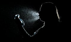 silhouette of woman sneezing