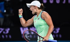 Ashleigh Barty celebrates overcoming Alison Riske to set up a Tuesday quarter-final against Czech Petra Kvitova.