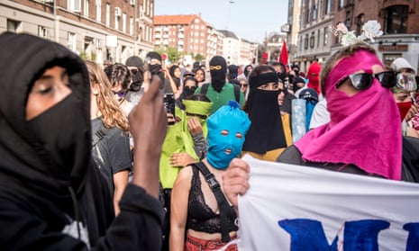 Danes rally as 'burqa ban' law comes into effect – video
