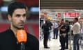 Mikel Arteta said the club had been in contact with Pablo Mari's family after the defender was stabbed in a Milan supermarket but confirmed that he "seemed to be OK".