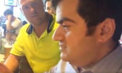Sam Dastyari being harassed by members of a far-right group in a Melbourne bar