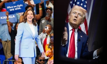 Kamala Harris campaigns in Atlanta, Georgia, on 31 July 2024. Donald Trump speaks at the National Association of Black Journalists convention in Chicago, Illinois, on 31 July 2024.