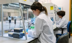 Researchers working in a laboratory in London.